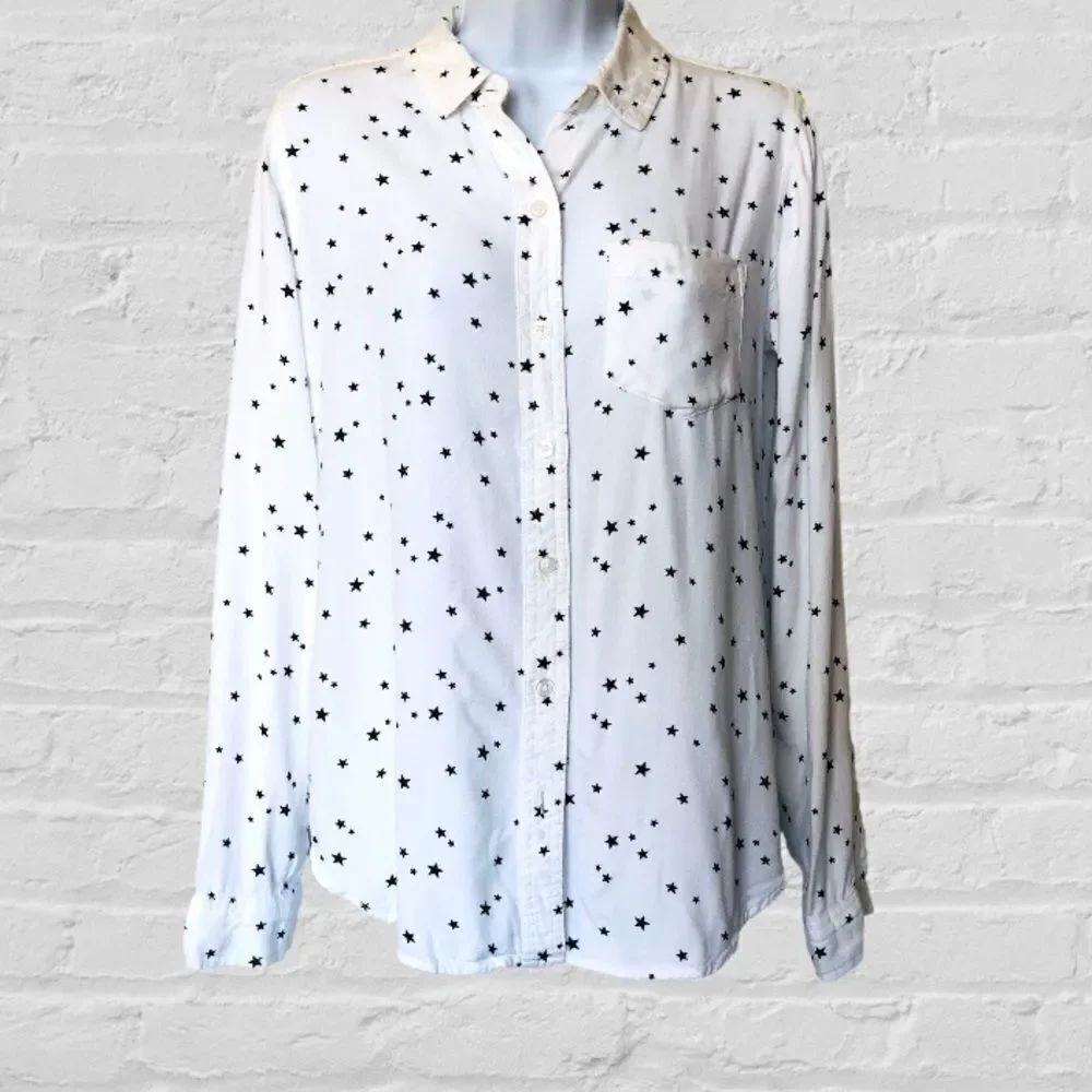 NWOT So White Button down shirt w/ Stars